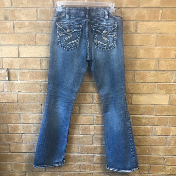 Silver Jeans Suki Surplus Low Rise Boot Cut Thick Stitch Jeans Size W31/L34 - Picture 1 of 15